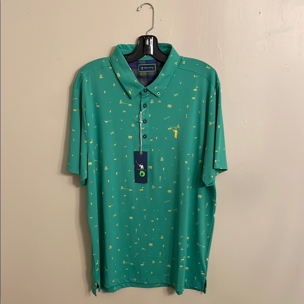 William Murray Golf Green Polo with Vibrant Pattern